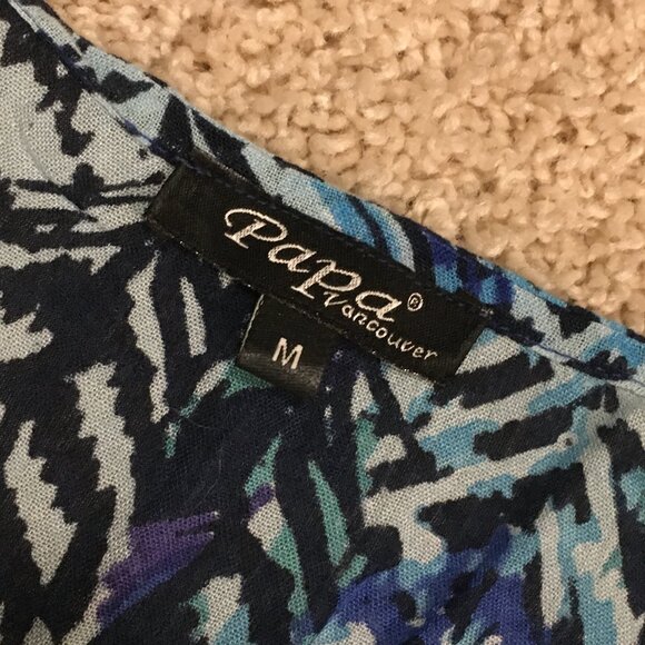 100% Rayon Papa Vancouver Fern Boho Cold Shoulder Bell Sleeve Button Down Top - Picture 9 of 15